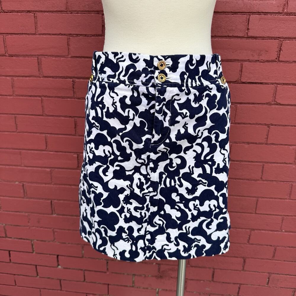 Lilly Pulitzer Horse Of Course Navy Corduroy Skirt Size 14 Corduroy Old Money‎